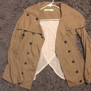 Nic. K Tan Button Up Jacket Open White Back